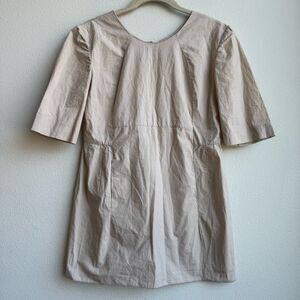 MARNI Zipper Back Half Sleeve Zipper Back Baby Doll Cream Blouse Size 38 Medium